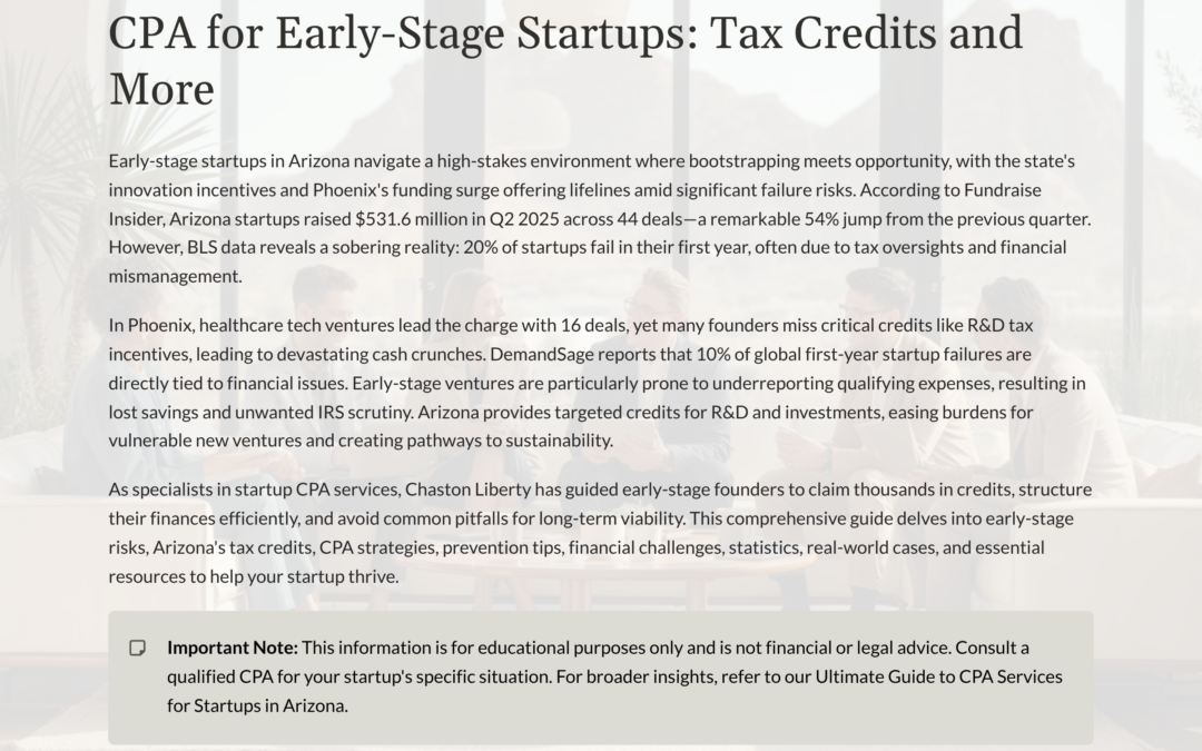 CPA for Early-Stage Startups: Tax Credits and More